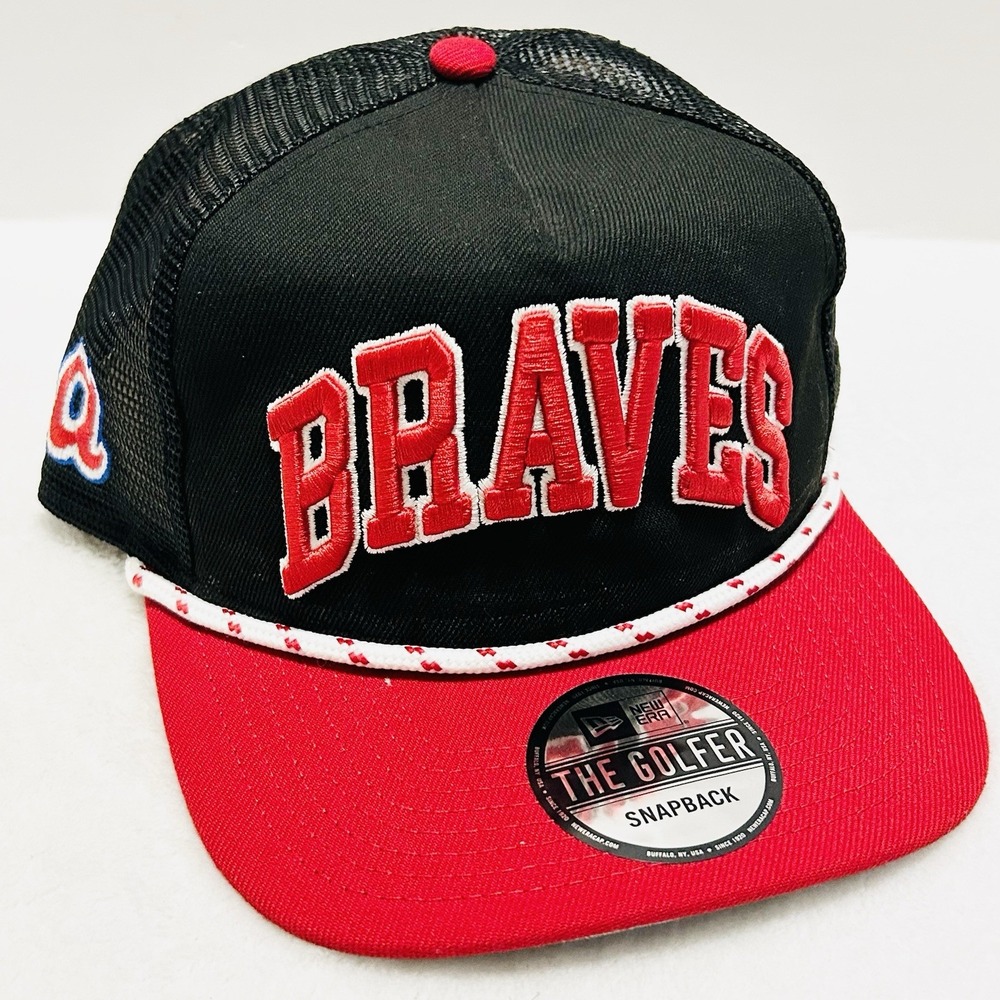 New Era Atlanta Braves Wordmark Throwback The Golfer Snapback Hat Cap Adjustable